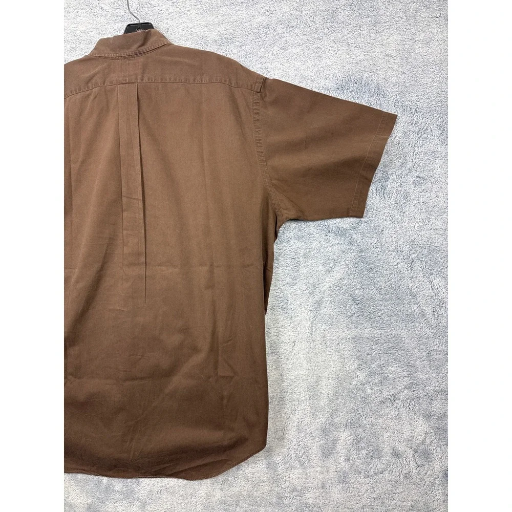 Ralph Lauren Mens XL Brown Blake Short Sleeve Button Down Cotton Shirt Logo